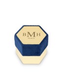 Кадифена Шестоъгълна Кутия за Брачни Халки в Синьо
